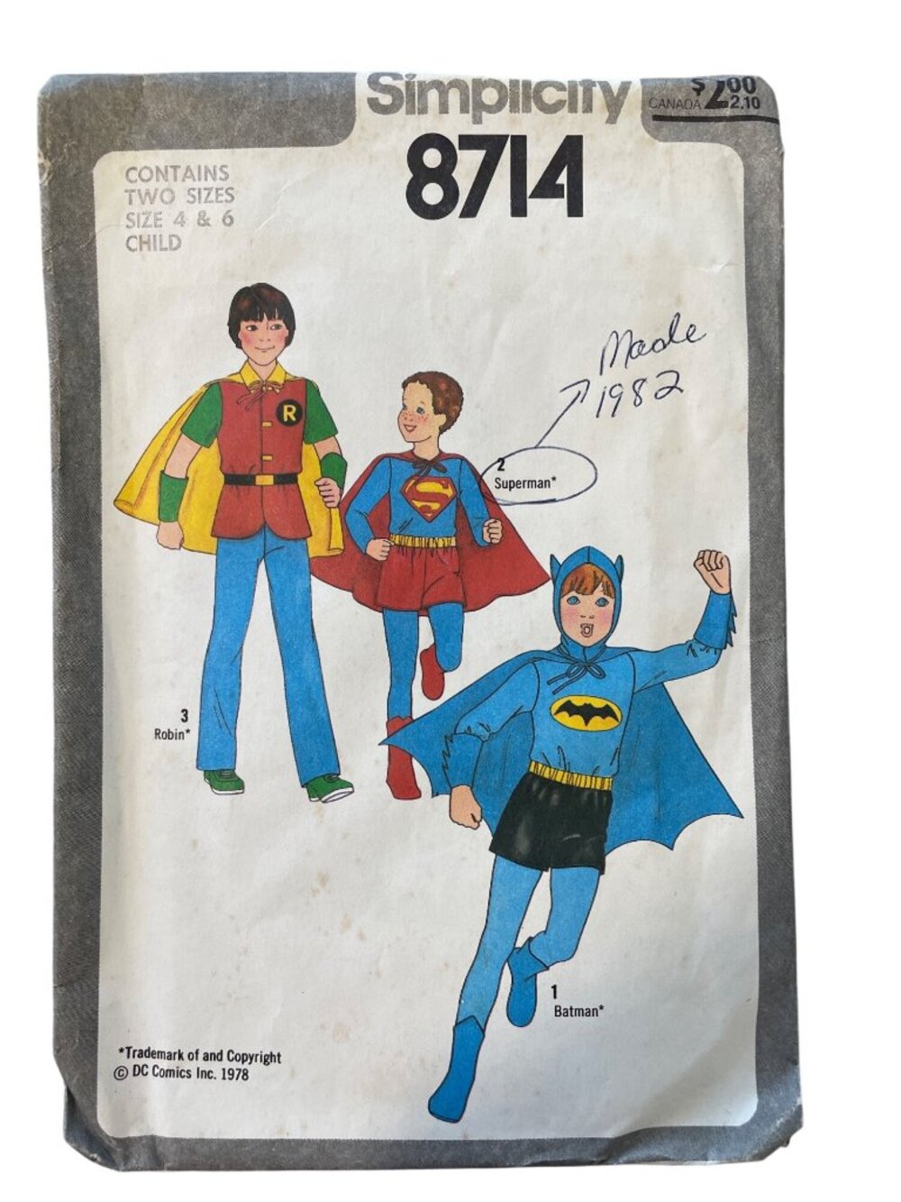 Vintage 70s Simplicity 8714 Costume Pattern Sizes 4 & 6 Child Boys Cosplay CUT